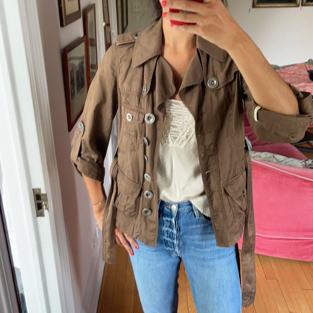 Marc by Marc Jacobs cotton jacquard brown safari jacket with button details. SZ6